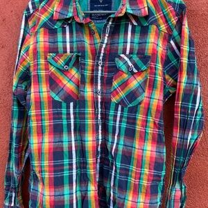 Guess Green and Blue Denim Shirt